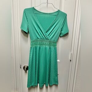 SHEIN Green Striped Midi Dress